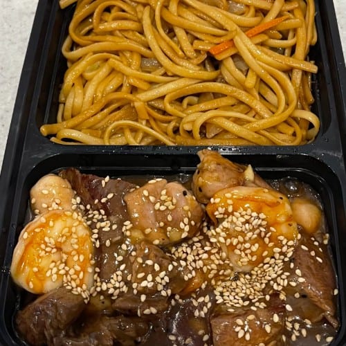 Chicken, Steak & Shrimp Hibachi.
