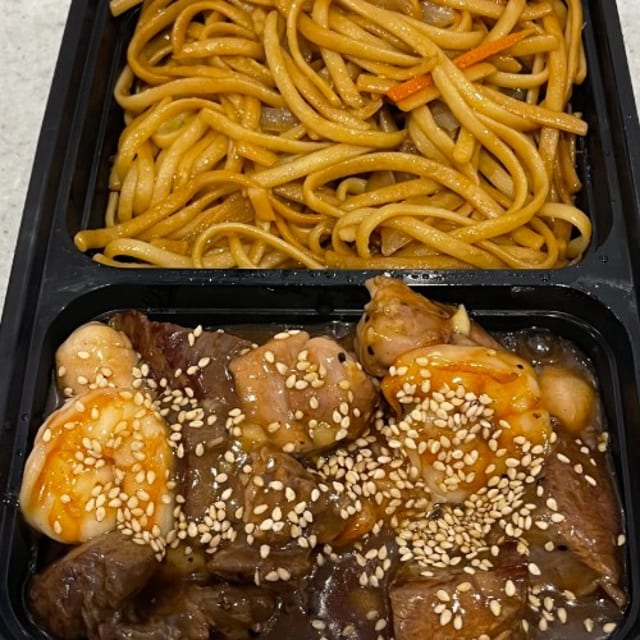 Chicken, Steak & Shrimp Hibachi.