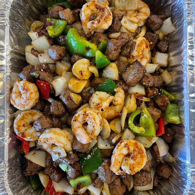 Mongolian Beef & Shrimp (Spicy) Extra Entree.